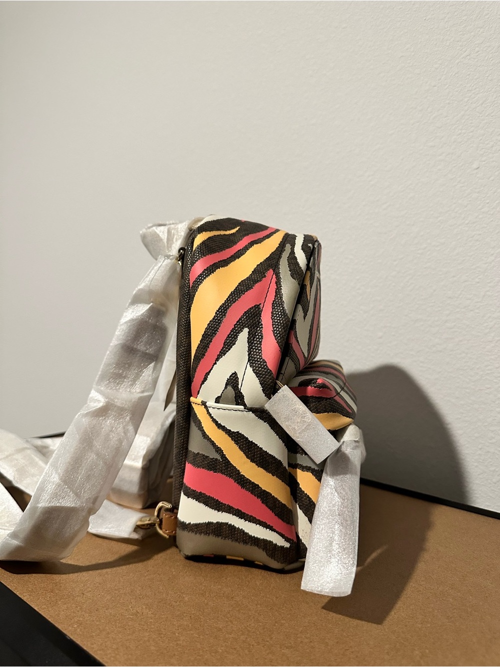Michael Kors Mini Backpack in Pink, Yellow, White & Black Zebra Stripe - Picture 2 of 3